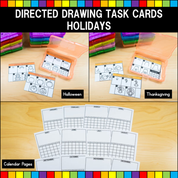 Directed Drawing Holiday Task Cards and Calendar Pages