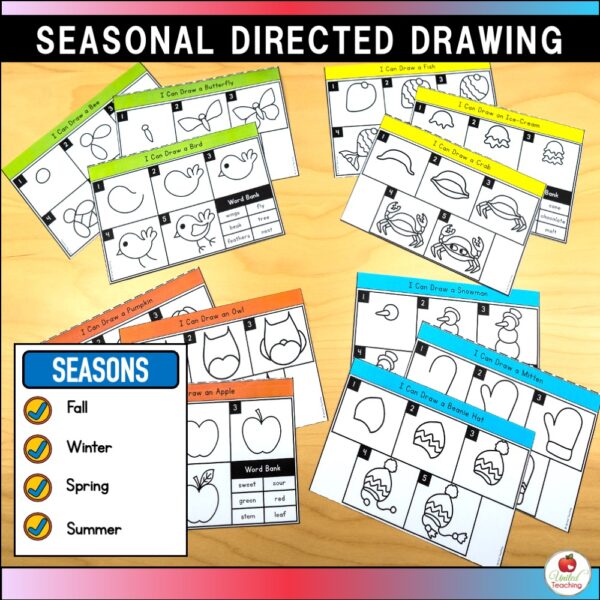 Directed Drawing Seasonal Task Cards Seasons List