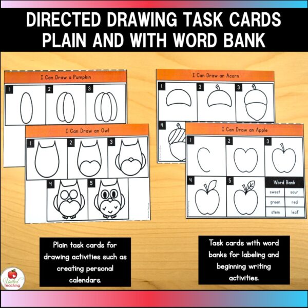 Directed Drawing Seasonal Task Card Formats Included