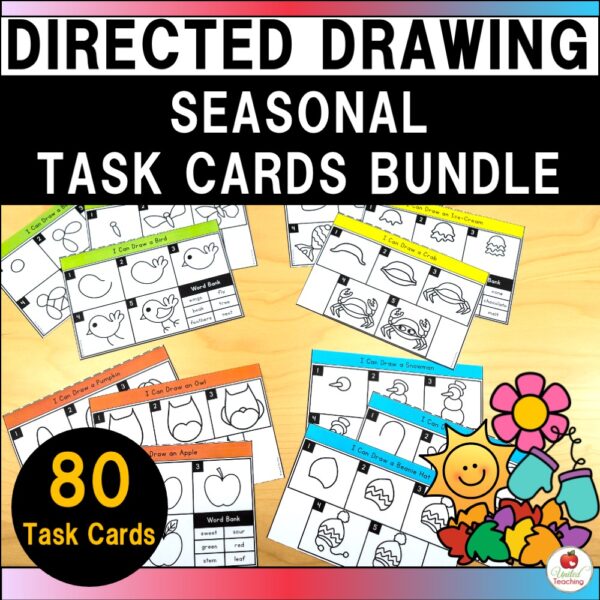 Directed Drawing Seasonal Task Cards Bundle Cover