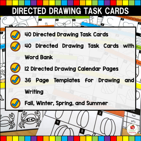 Directed Drawing Seasonal Task Cards What's Included