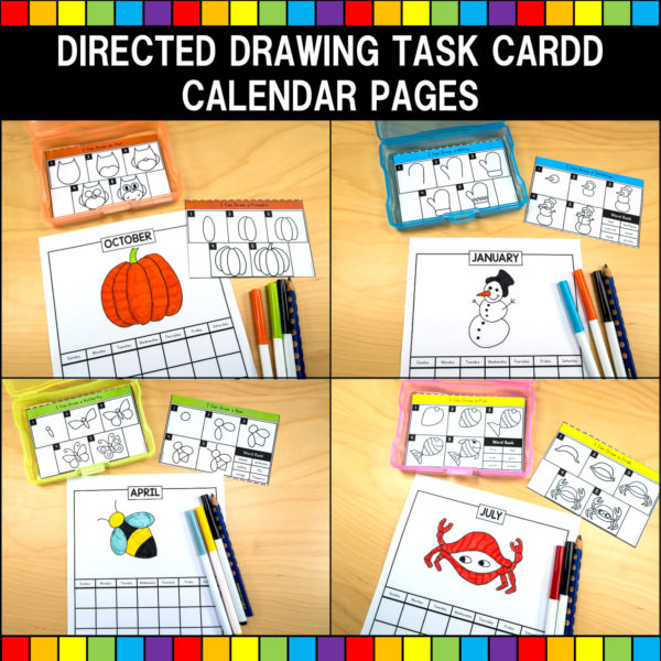Directed Drawing Seasonal Task Cards Calendar Pages