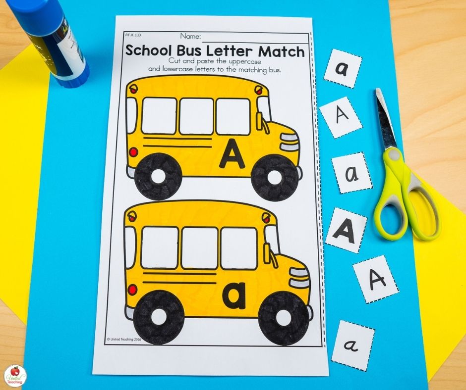 School Bus Alphabet Letter Matching Worksheets