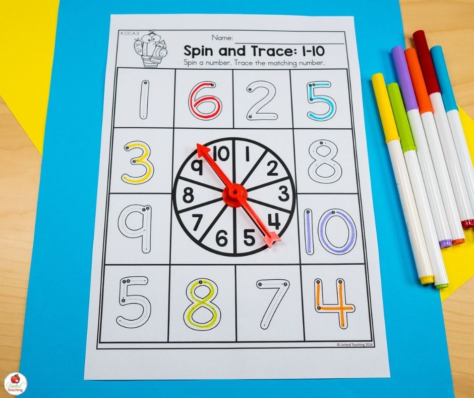 Spin and Trace a Number Worksheet