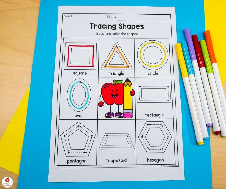 Tracing Shapes Kindergarten Worksheet