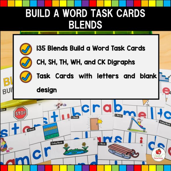 Blends Word Building Task Cards Features