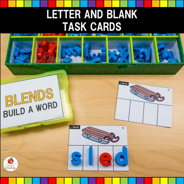Blends Word Building Task Cards Letter and Plain Cards