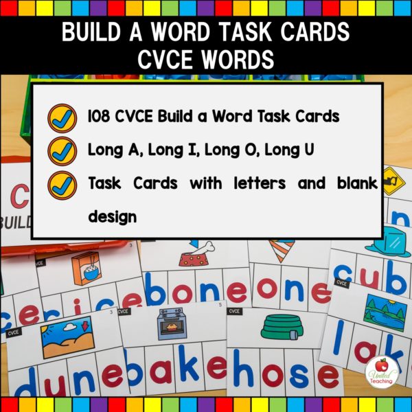 CVCE Word Building Task Cards Features