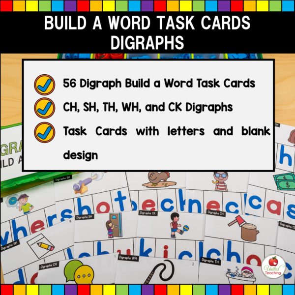 Digraphs Word Building Task Cards Features