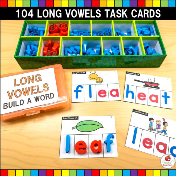 Long Vowels Word Building Task Cards in Action
