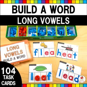 Long Vowels Word Building Task Cards Cover