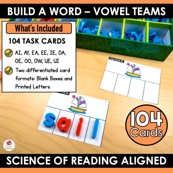 Vowel Teams Word Building Task Cards - Image 2