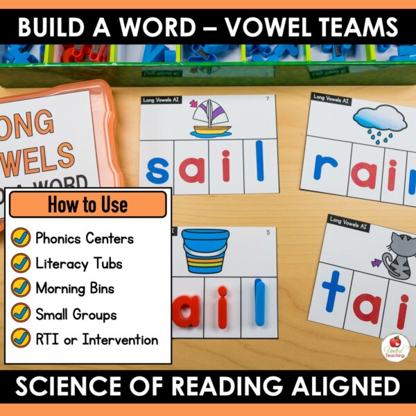 Vowel Teams Word Building Task Cards - Image 3