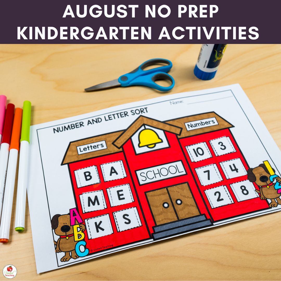 August No Prep Kindergarten Activities Main Image