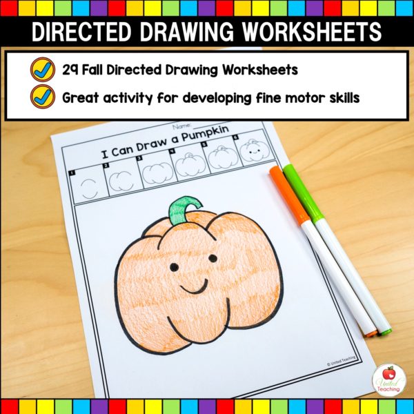 Fall Directed Drawing Worksheets Pumpkin