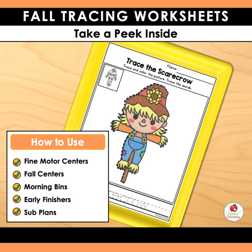 Fall Trace the Picture Worksheets - Image 3