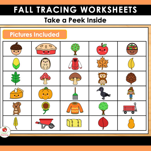 Fall Trace the Picture Worksheets - Image 4