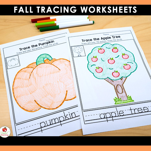 Fall Trace the Picture Worksheets - Image 5