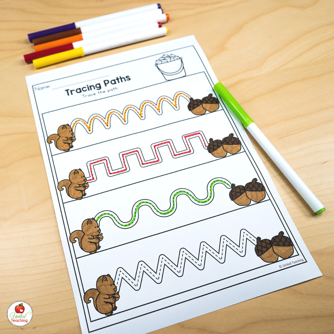 Fall Tracing Paths Worksheet