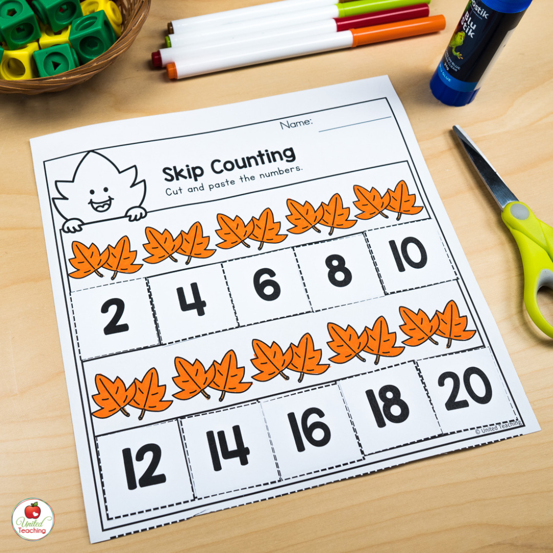 Skip counting by 2s math worksheet