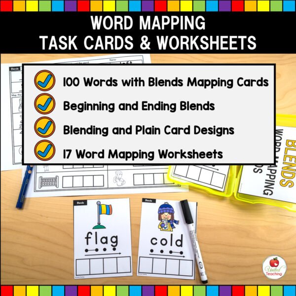 Blends Word Mapping Task Cards and Worksheets What's Included
