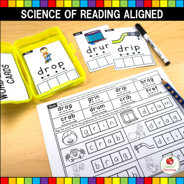 Blends Word Mapping Task Cards and Worksheets 03
