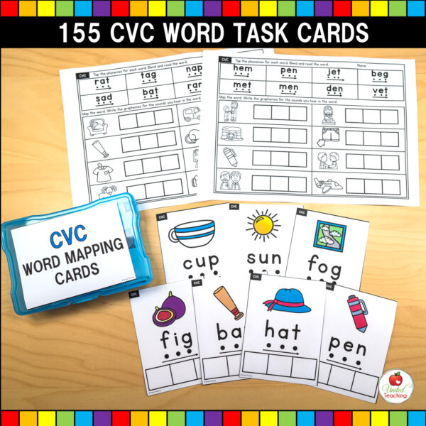 CVC Words Word Mapping Task Cards and Worksheets 03