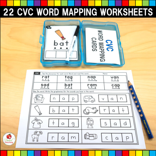 CVC Words Word Mapping Task Cards and Worksheets 02
