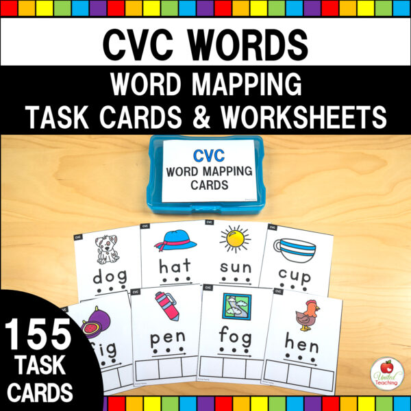 CVC Words Word Mapping Task Cards and Worksheets Product Cover