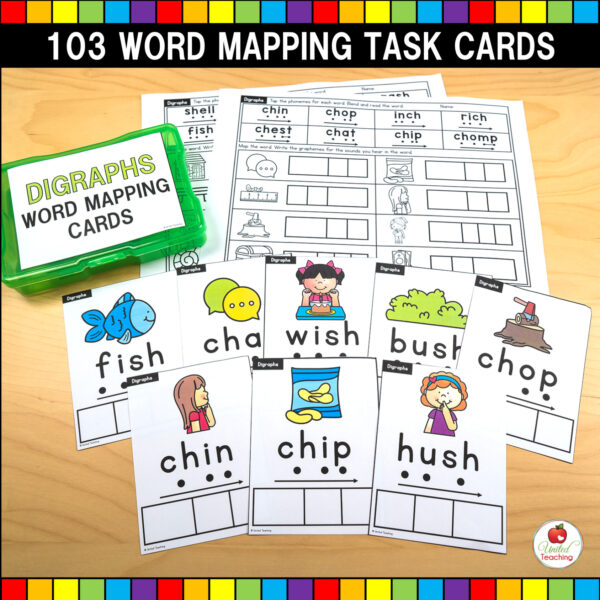 Digraphs Word Mapping Task Cards and Worksheets 01