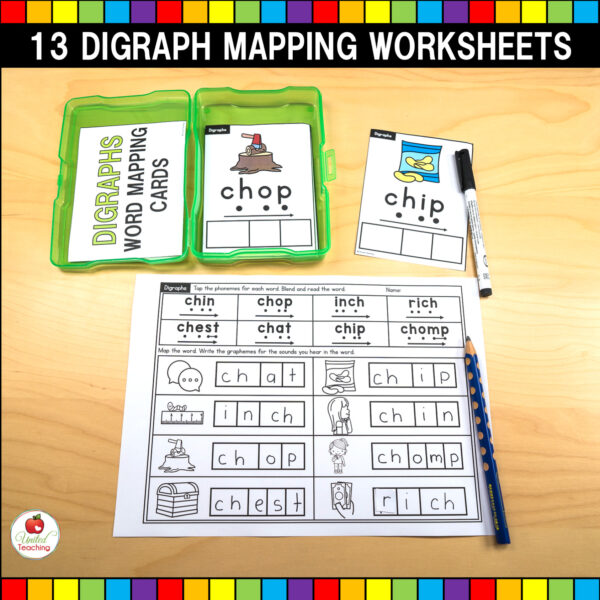 Digraphs Word Mapping Task Cards and Worksheets 02