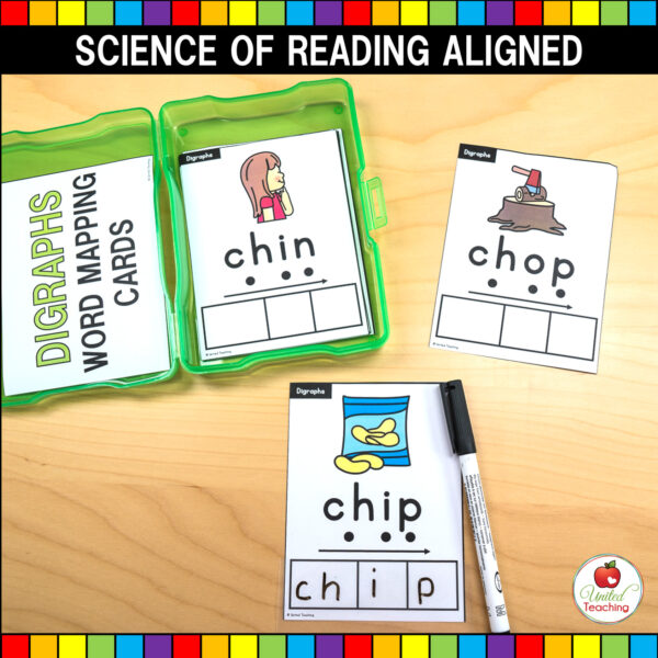 Digraphs Word Mapping Task Cards and Worksheets 03
