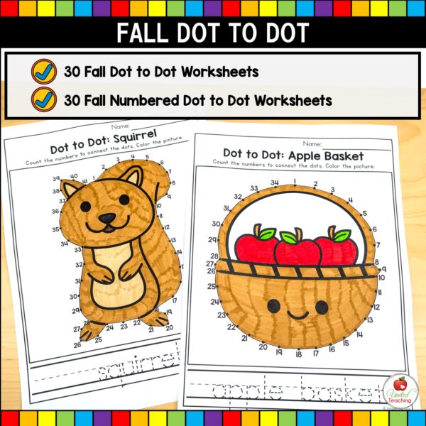 Fall Connect the Dots Worksheets What's Included