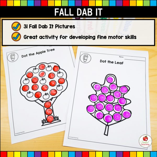 Fall Dab It Worksheets What's Included
