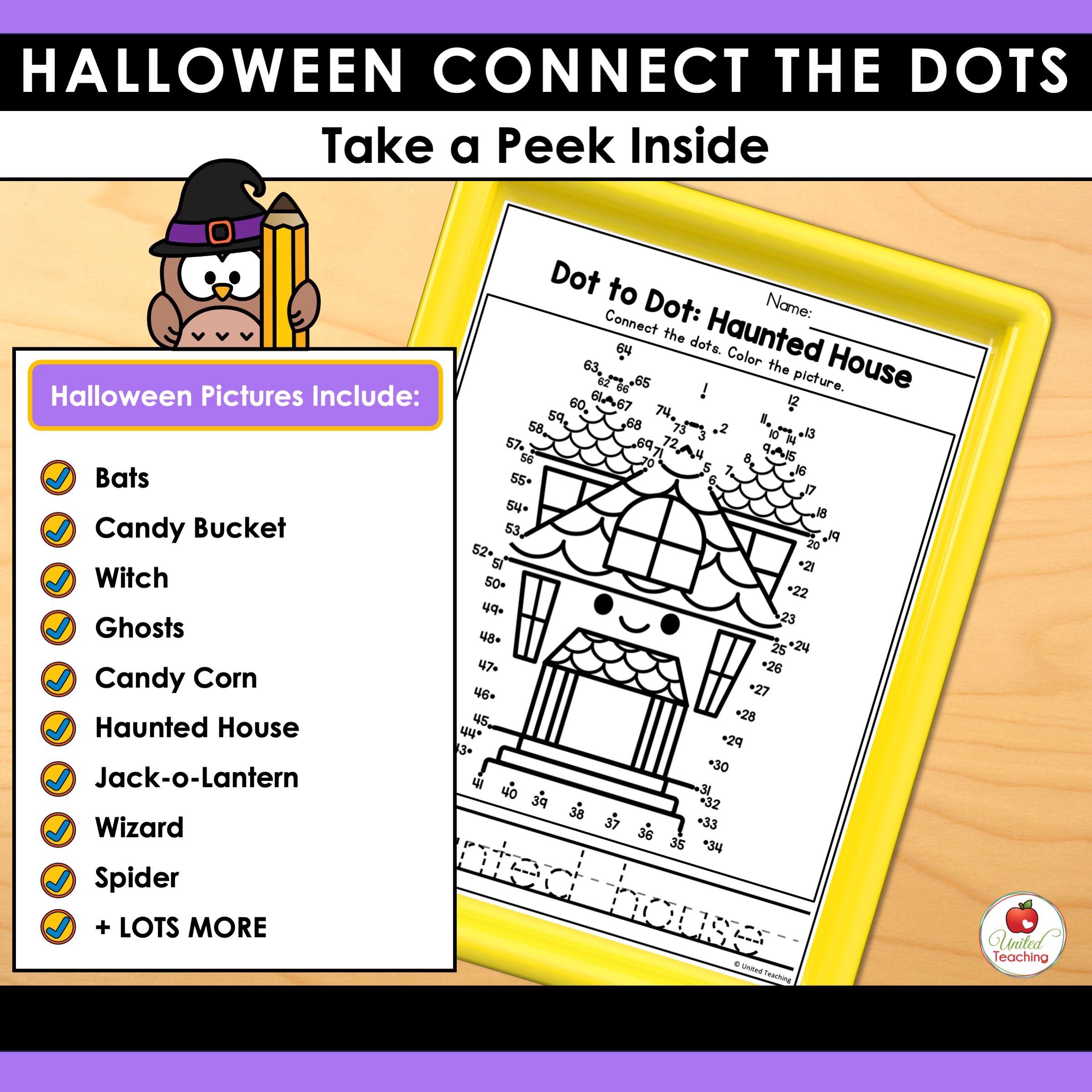 Halloween Connect the Dots Worksheets - Image 3