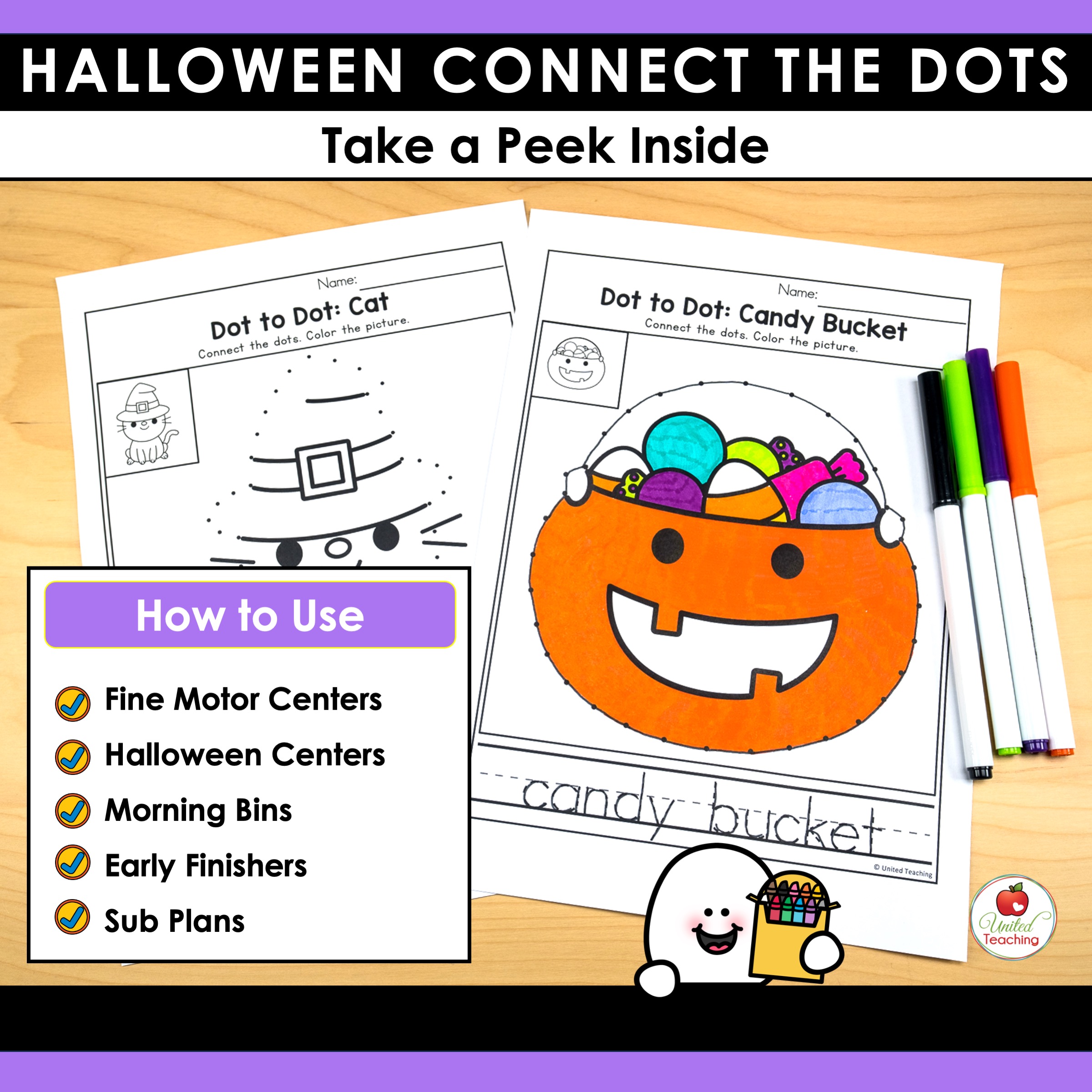 Halloween Connect the Dots Worksheets - Image 4
