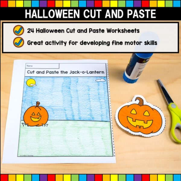 Halloween Cut and Paste Worksheets What's Included