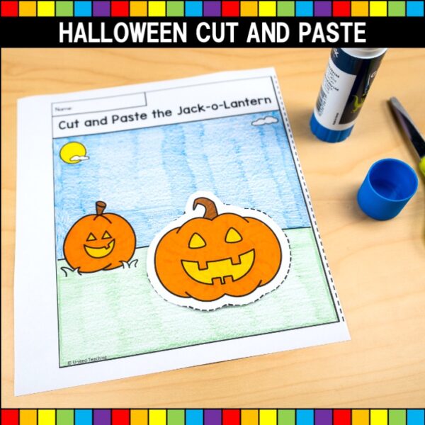 Halloween Cut and Paste Completed Worksheet