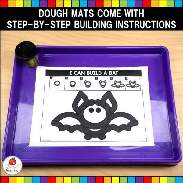 Halloween Bat Building Dough Mat with building instructions