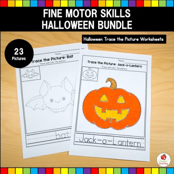Halloween Fine Motor Skills Trace the Picture Worksheets