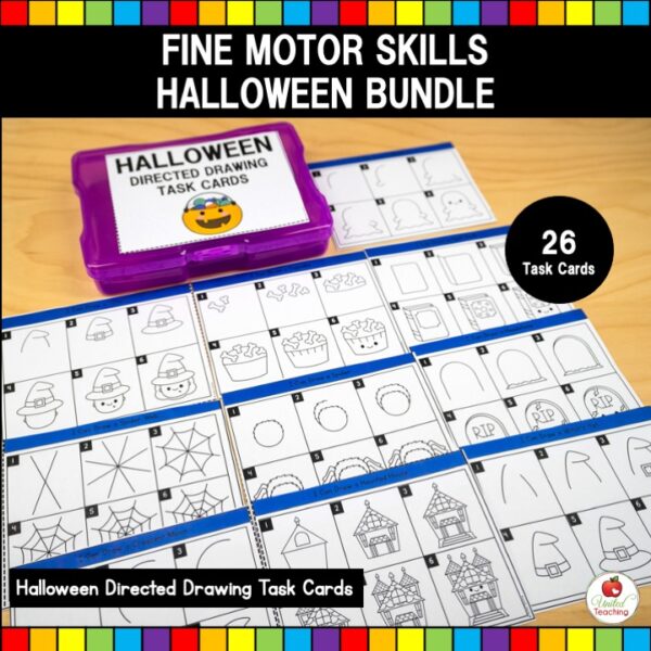 Halloween Fine Motor Skills Directed Drawing Task Cards