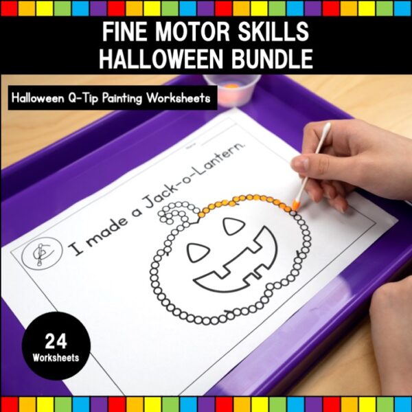Halloween Fine Motor Skills Q-Tip Painting Worksheets