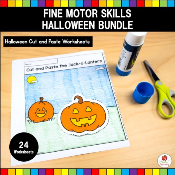 Halloween Fine Motor Skills Cut and Paste Worksheets