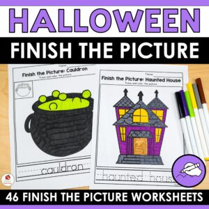 Halloween Finish the Picture Worksheets Packet