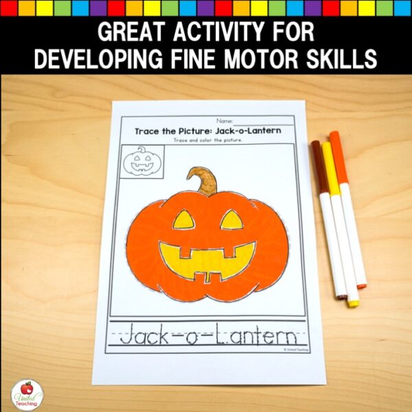 Halloween Trace the Picture completed worksheet