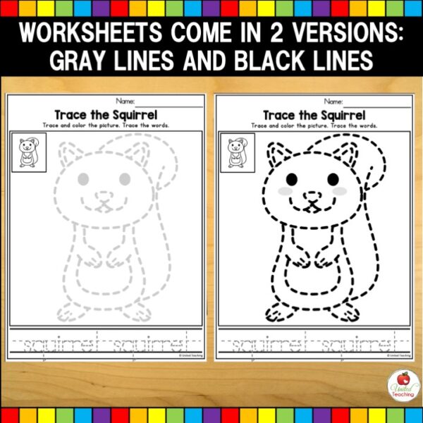Halloween Trace the Picture worksheet versions