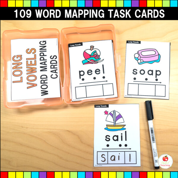 Long Vowels Word Mapping Task Cards and Worksheets 01