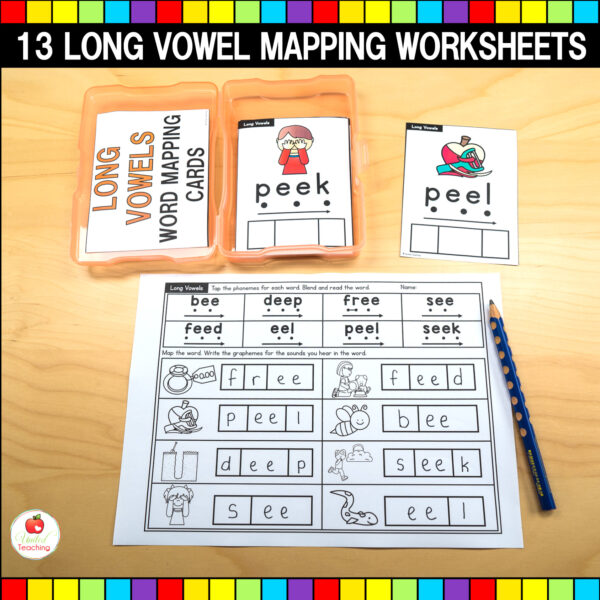 Long Vowels Word Mapping Task Cards and Worksheets 02