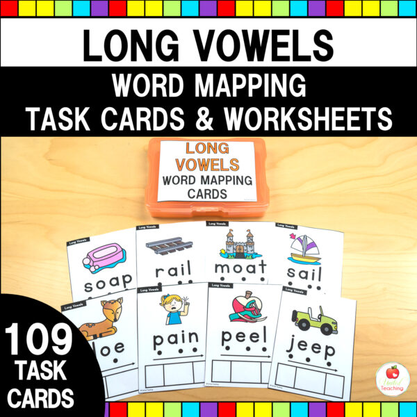 Long Vowels Word Mapping Task Cards and Worksheets Cover
