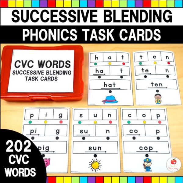 CVC Words Successive Blending Task Cards Product Cover